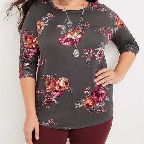 Maurices Plus Size Floral Crew Neck Tee XL - Picture 7 of 7